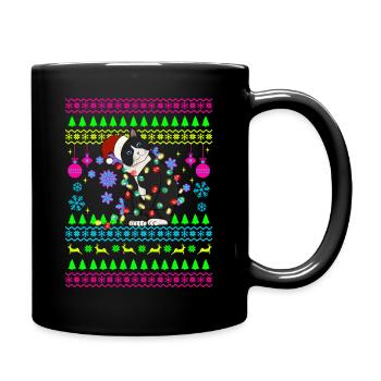 Funny Christmas Outfit Ugly Christmas Cat - Full Colour Mug - black - Right