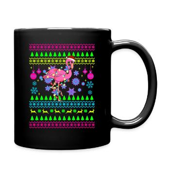 Funny Christmas Outfit Ugly Christmas Flamingo - Full Colour Mug - black - Right