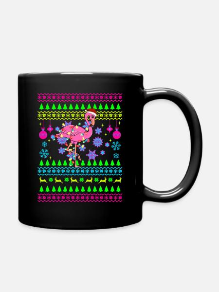Lustig Weihnachtsoutfit Ugly Christmas Flamingo - Tasse einfarbig - Schwarz