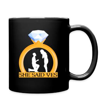 Valentines Paar Verlobung Vorschlag Herzen Tag - Tasse einfarbig - Schwarz - Rechts