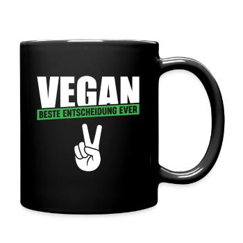 Vegan Beste Entscheidung ever - Tasse einfarbig - Schwarz - Rechts