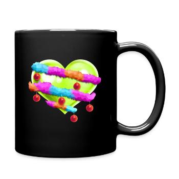 Green Heart With Garland And Christmas Tree Balls - Full Colour Mug - black - Right