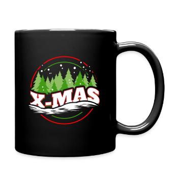 X-mas Xmas Logo With Trees For Christmas - Full Colour Mug - black - Right