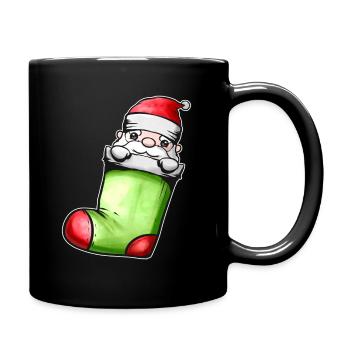 Cute Kawaii Santa In Sock On Chimney Fireplace - Tasse einfarbig - Schwarz - Rechts