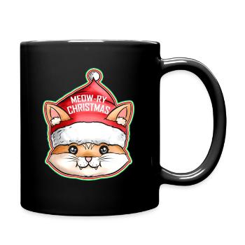 Kawaii Cat Santas Hat Miaou de Noël - Mug uni - noir - Droite