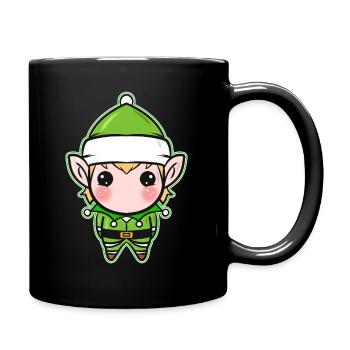 Xmas Christmas Tree Ball Globe Kawaii Elf - Tasse einfarbig - Schwarz - Rechts