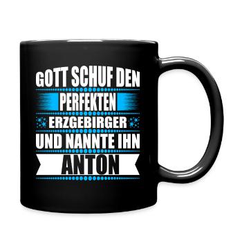 Erzgebirge Mann Namen Sachsen Anton - Tasse einfarbig - Schwarz - Rechts