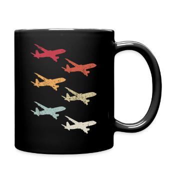 Retro Flugzeugführer Plane Vintage Flugzeug Pilot - Tasse einfarbig - Schwarz - Rechts
