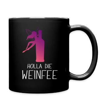 Weißwein Rotwein JGA Vino Wein - Holla die Weinfee - Tasse einfarbig - Schwarz - Rechts