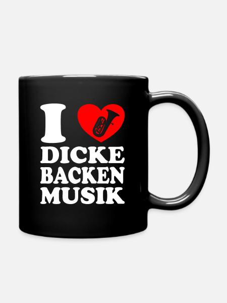 Blasmusik Dicke Backen Musik mit Tuba - Tasse einfarbig - Schwarz