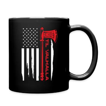 til valhalla axe usa flag Design for a viking - Full Colour Mug - black - Right