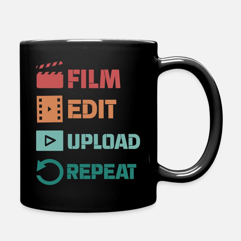 film edit upload repeat Design pour un film - Mug uni - noir