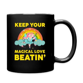Rainbow Animal Singing Playing Unicorn Lover - Full Colour Mug - black - Right
