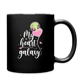Heart is on the Galaxy Space Universe Astronaut - Full Colour Mug - black - Right