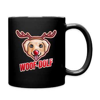 Chien déguisé en Rudolph le renne Woof-dolf - Mug uni - noir - Droite