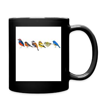 Vogelmotiv Vögel Amsel Rotkehlchen Geschenk Vogelf - Tasse einfarbig - Schwarz - Rechts