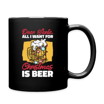 Lieber Weihnachtsmann Weihnachten Biertrinken - Tasse einfarbig - Schwarz - Rechts