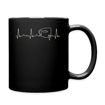 Puzzle. Herz. Liebe. Ekg. Impuls. Schlagen. - Tasse einfarbig - Schwarz - Rechts