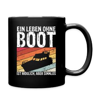 Boot Yacht Jolle Kajak Fan Geschenk Kapitän Schiff - Tasse einfarbig - Schwarz - Rechts