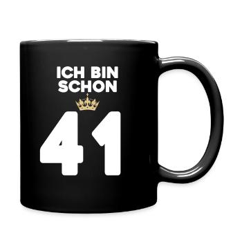 41 Geburtstag - 41 Jahre mit Krone - Tasse einfarbig - Schwarz - Rechts