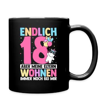 Endlich 18 Geburtstag Party Feiern Geschenk Geburt - Tasse einfarbig - Schwarz - Rechts