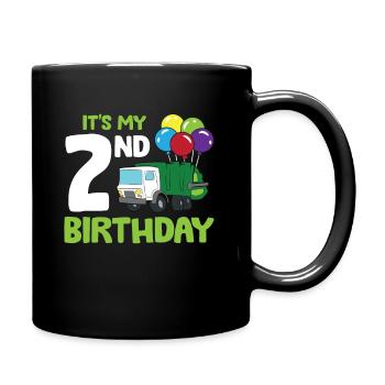 Es ist mein 2. Geburtstag Müllwagen 2. Geburtstag - Tasse einfarbig - Schwarz - Rechts