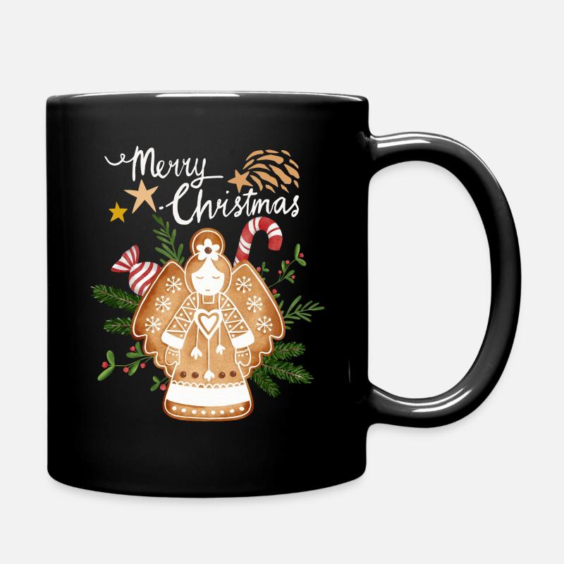 Weihnachten Lebkuchen-Engel, Weihnachtsengel - Tasse einfarbig - Schwarz