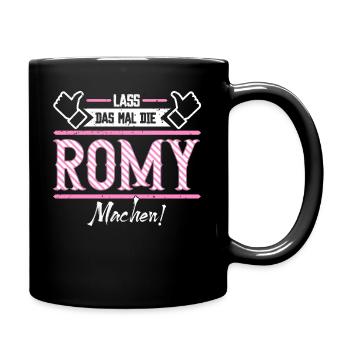 Romy Geschenkidee Geschenk Geburtstag - Tasse einfarbig - Schwarz - Rechts