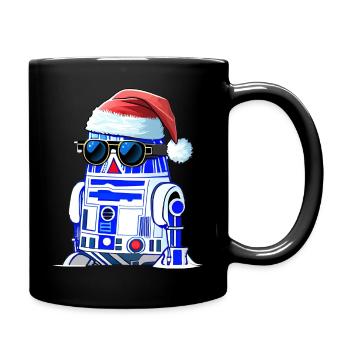Roboter im Santa Clause Design, Weihnachten - Tasse einfarbig - Schwarz - Rechts