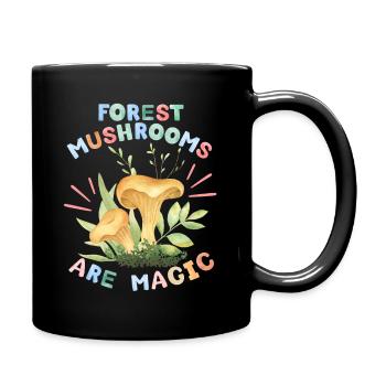 Pilze, Waldpilze, lustiger Spruch - Tasse einfarbig - Schwarz - Rechts
