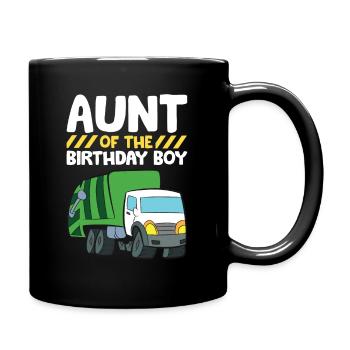 Aunt Of The Birthday Boy Garbage Truck Birthday - Full Colour Mug - black - Right