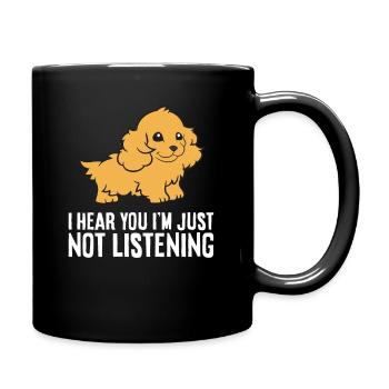 Je t’entends, je n’écoute pas drôle - Mug uni - noir - Droite
