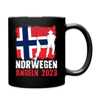 Norwegen Angeln 2023 Angler Design Geschenkidee - Tasse einfarbig - Schwarz - Rechts