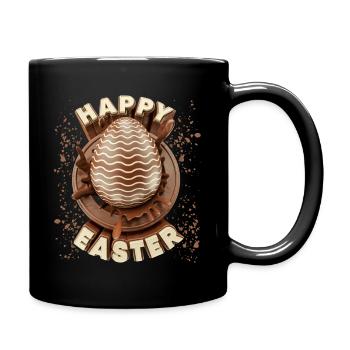 Easter, Chocolate Easter Egg, Happy Easter Saying - Full Colour Mug - black - Right