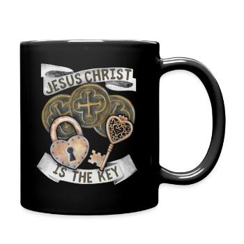 Croix du Christ, Jésus-Christ Clé de verrouillage - Mug uni - noir - Droite