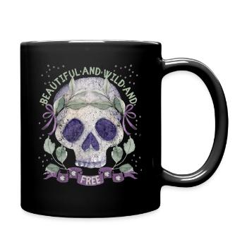 Crâne Couronne de laurier romantique - Mug uni - noir - Droite