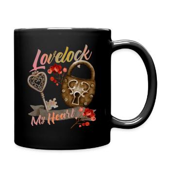 Valentinstag Vorhängeschloss Liebe-Spruch - Tasse einfarbig - Schwarz - Rechts