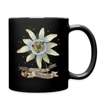 Passiflore, Illustration botanique vintage - Mug uni - noir - Droite