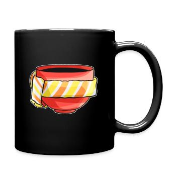 Autumn Beaker With Yellow Orange Striped Scarf - Tasse einfarbig - Schwarz - Rechts