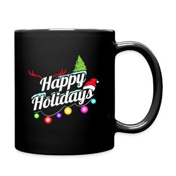 Happy Holidays Fairy Lights Logo For Christmas - Tasse einfarbig - Schwarz - Rechts
