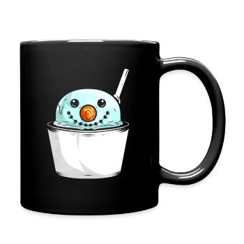Bonhomme de neige dans une tasse de crème glacée pour Noël - Mug uni - noir - Droite
