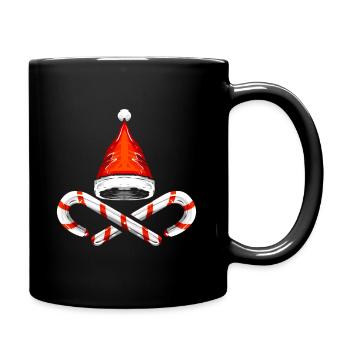 Chapeau de Père Noël et cannes à sucre pour Noël - Mug uni - noir - Droite