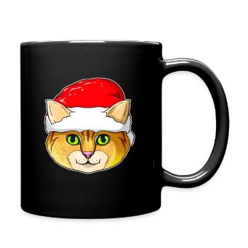 Mignon chat de Noël Kawaii avec chapeau de Père Noël pour - Mug uni - noir - Droite