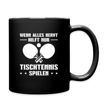 Tischtennis spielen Ping Pong Tischtennisspieler - Tasse einfarbig - Schwarz - Rechts