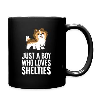 Just a Boy Who Loves Shelties - Full Colour Mug - black - Right