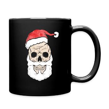 Skull With Beard And Santas Hat For Dark Christmas - Full Colour Mug - black - Right