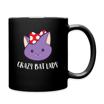 Verrückte Fledermaus-Dame - Tasse einfarbig - Schwarz - Rechts