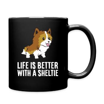 Life Is Better With A Sheltie Dog - Full Colour Mug - black - Right