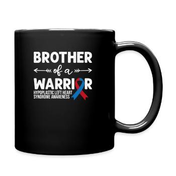 Frère d’un guerrier, ruban rouge et bleu HLHS - Mug uni - noir - Droite