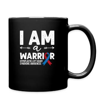 Je suis un guerrier, Ruban rouge et bleu HLHS Sensibilisation - Mug uni - noir - Droite